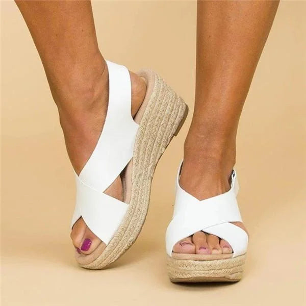Sandały Espadryle Na Koturnie Damskie