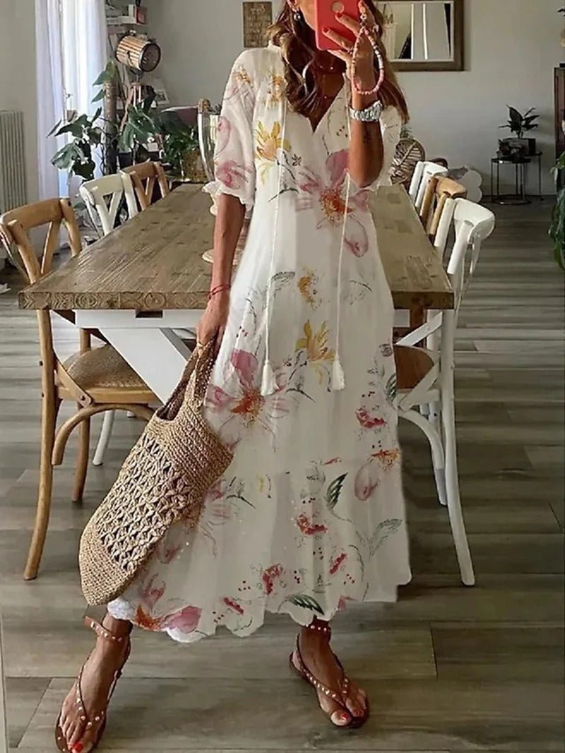 Kamila | Sukienka Damska Maxi Boho Dekolt V