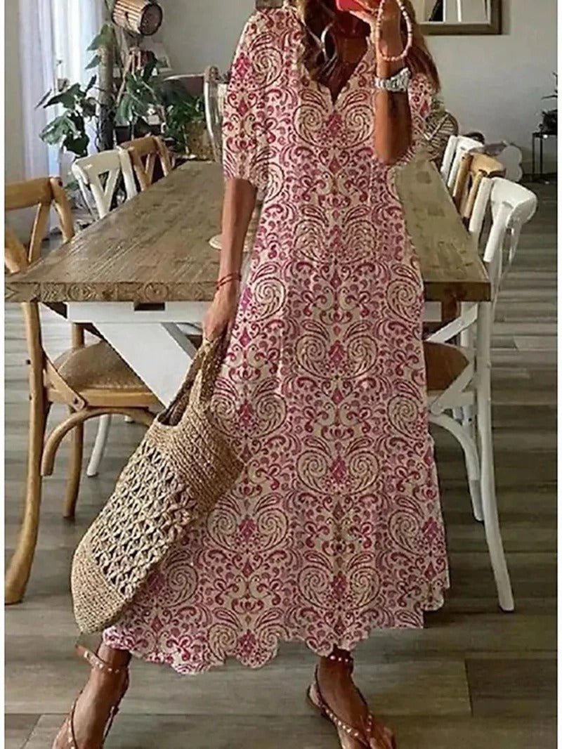 Kamila | Sukienka Damska Maxi Boho Dekolt V