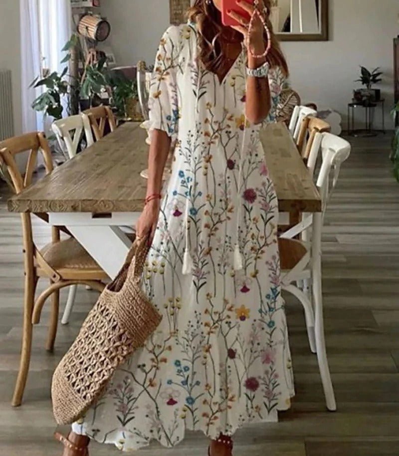 Kamila | Sukienka Damska Maxi Boho Dekolt V
