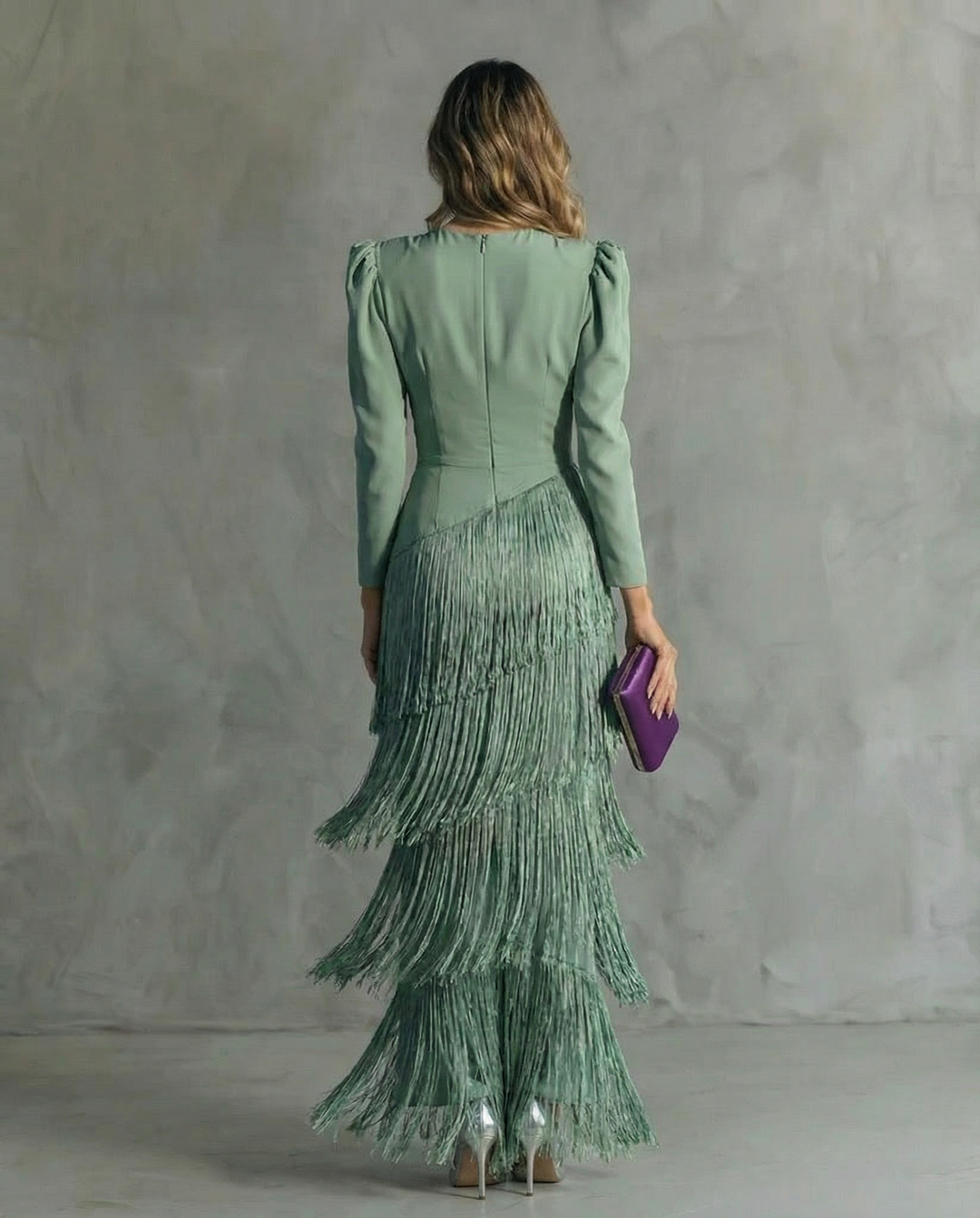Agnieszka | Sukienka Damska Midi Elegancka Z Frędzlami