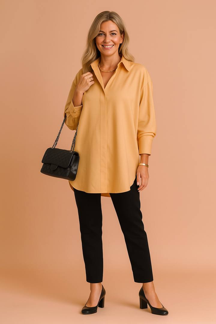 Aurelle | Elegancka Damska Bluzka Oversize Z Kołnierzykiem