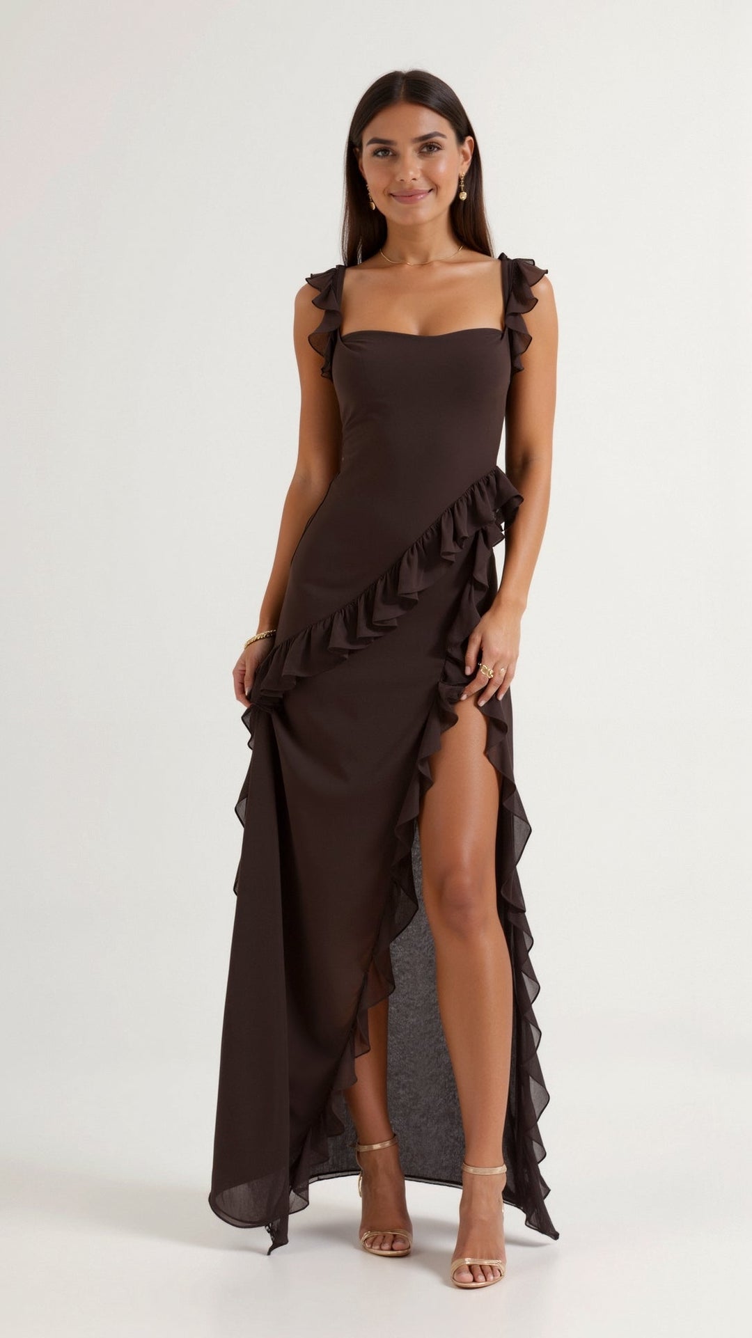Laura | Sukienka Maxi Falbankowa Elegancka