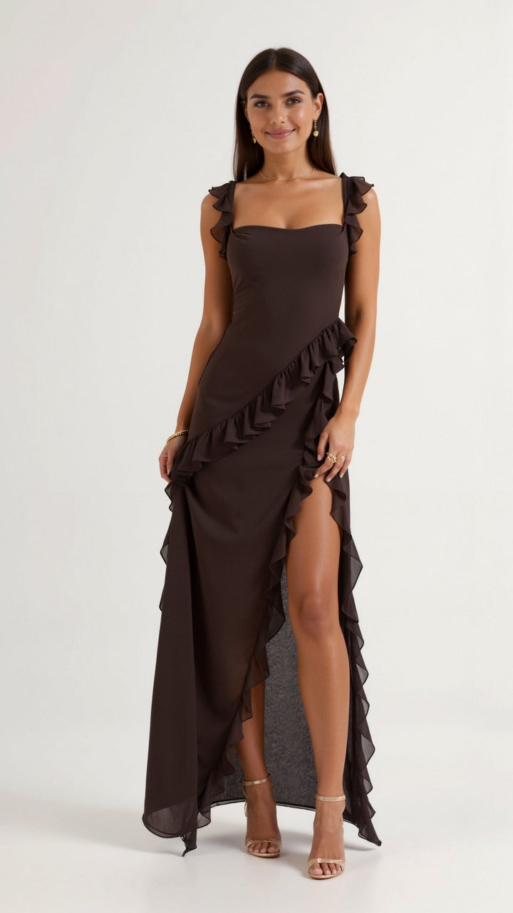Laura | Sukienka Maxi Falbankowa Elegancka