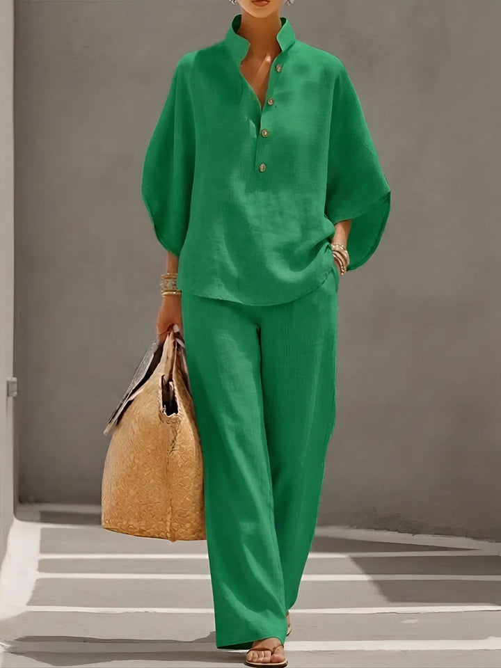 Valentina | Komplet Damski Elegancki Szerokie Nogawki