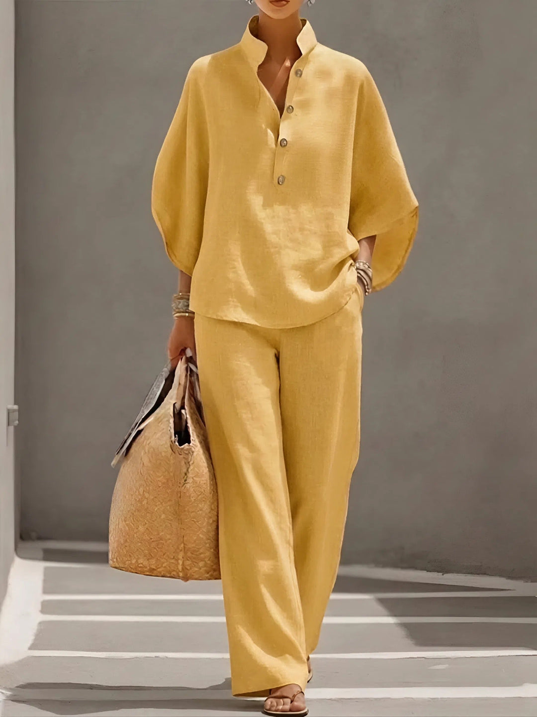 Valentina | Komplet Damski Elegancki Szerokie Nogawki
