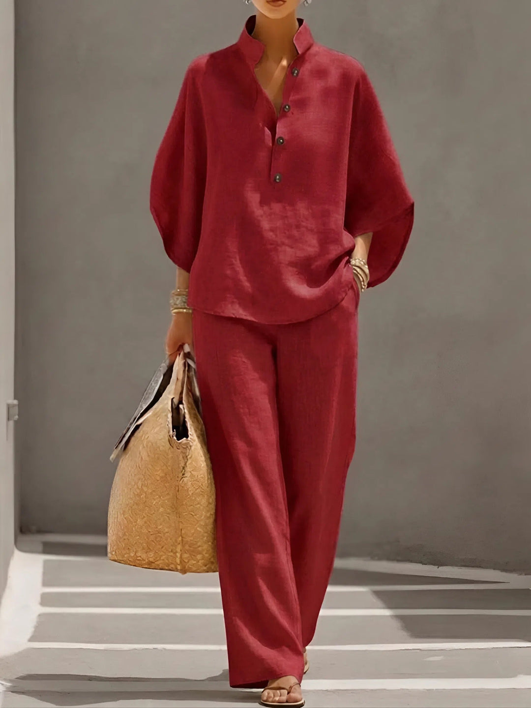 Valentina | Komplet Damski Elegancki Szerokie Nogawki