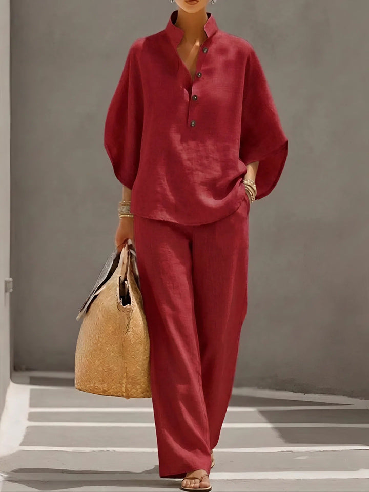 Valentina | Komplet Damski Elegancki Szerokie Nogawki